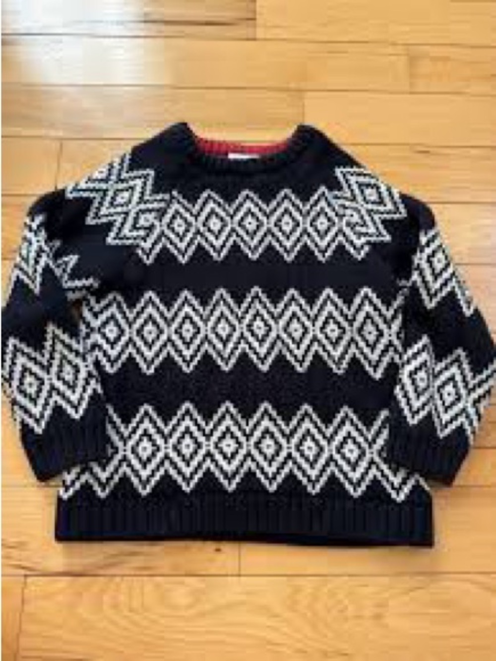Hanna Andersson Black & White Nordic-Pattern Crewneck Sweater